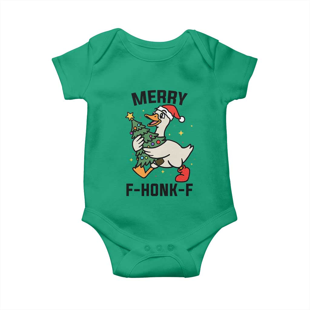 Merry F Caw F Goose Baby Onesie Funny Christmas Gift - Wonder Print Shop