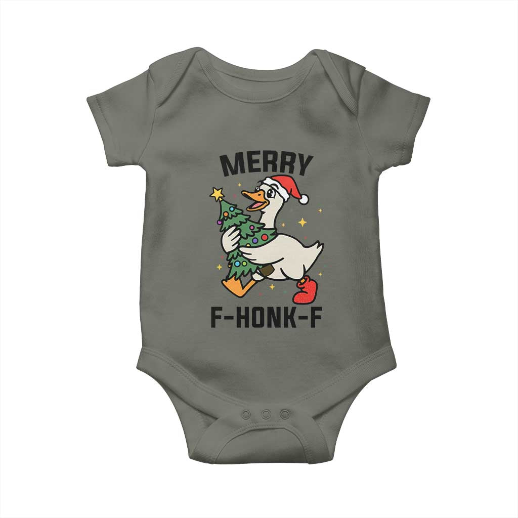 Merry F Caw F Goose Baby Onesie Funny Christmas Gift - Wonder Print Shop