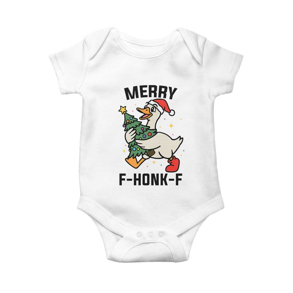 Merry F Caw F Goose Baby Onesie Funny Christmas Gift - Wonder Print Shop