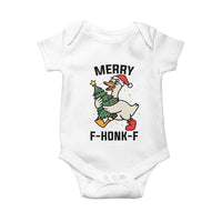Merry F Caw F Goose Baby Onesie Funny Christmas Gift - Wonder Print Shop