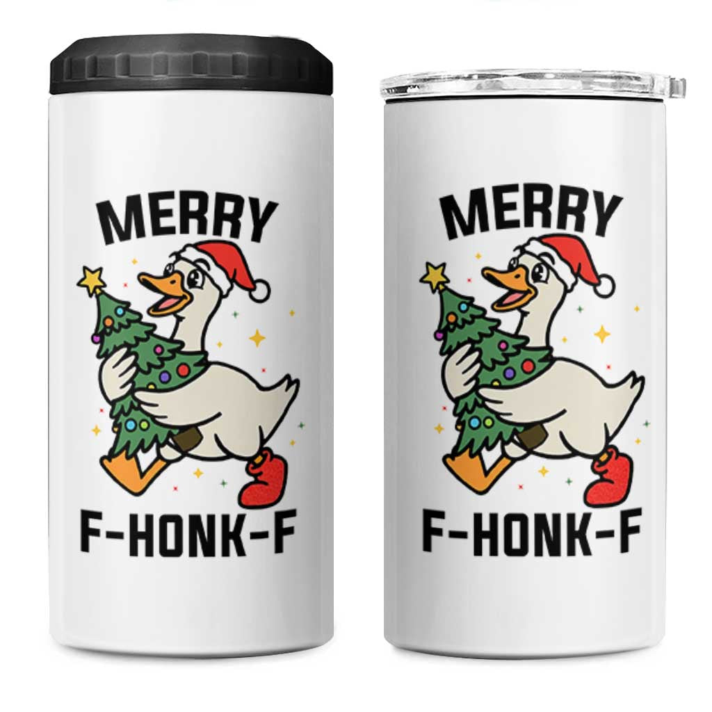 Merry F Caw F Goose 4 in 1 Can Cooler Tumbler Funny Christmas Gift - Wonder Print Shop