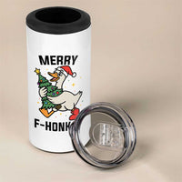 Merry F Caw F Goose 4 in 1 Can Cooler Tumbler Funny Christmas Gift - Wonder Print Shop