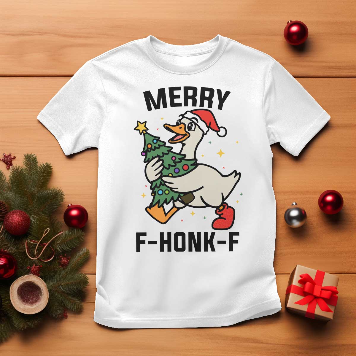 Merry F Caw F Goose T Shirt Funny Christmas Gift - Wonder Print Shop