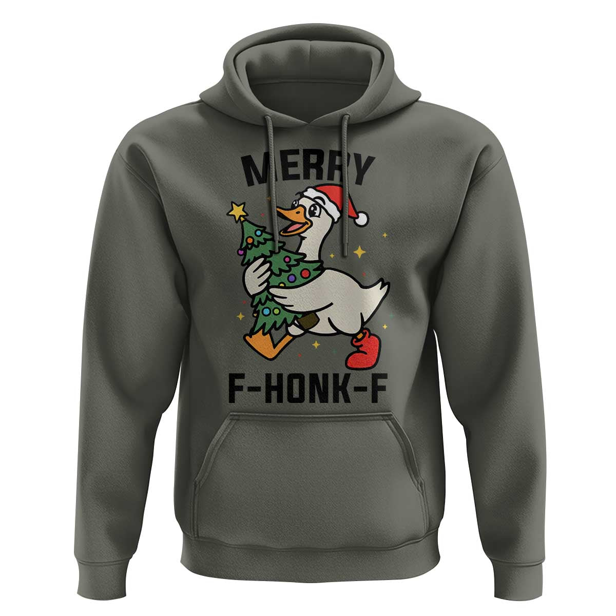 Merry F Caw F Goose Hoodie Funny Christmas Gift - Wonder Print Shop