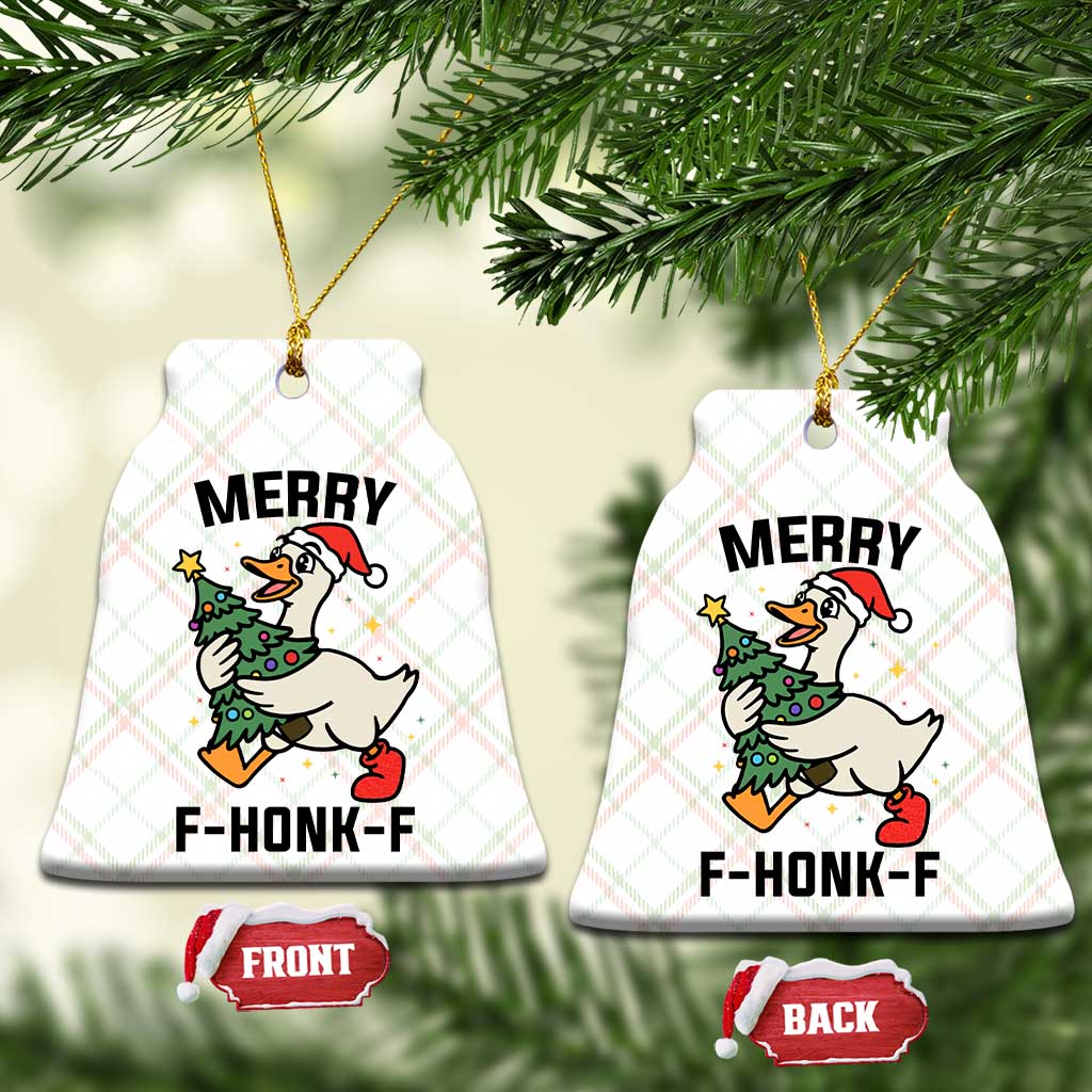 Merry F Caw F Goose Ceramic Ornament Funny Xmas Gift - Wonder Print Shop