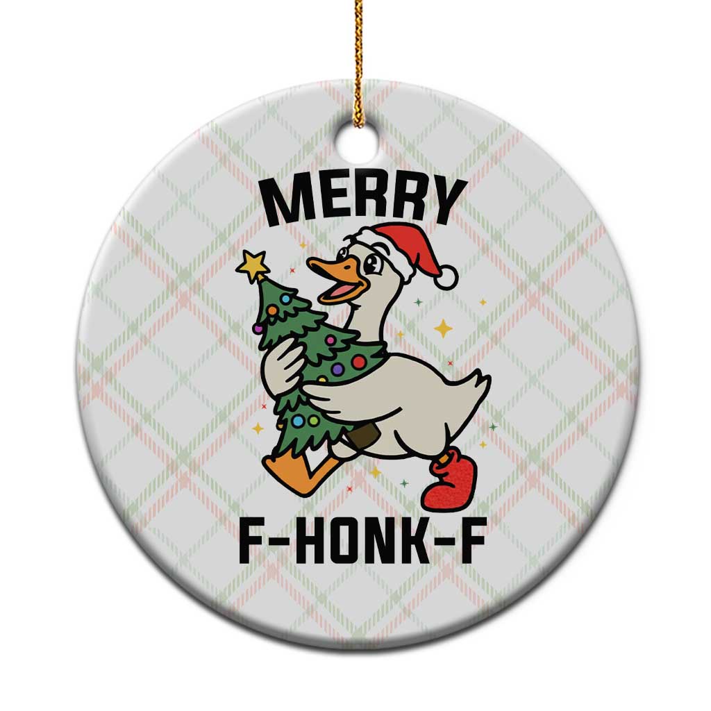 Merry F Caw F Goose Ceramic Ornament Funny Xmas Gift - Wonder Print Shop