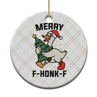 Merry F Caw F Goose Ceramic Ornament Funny Xmas Gift - Wonder Print Shop