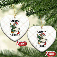 Merry F Caw F Goose Ceramic Ornament Funny Xmas Gift - Wonder Print Shop