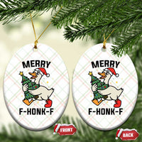 Merry F Caw F Goose Ceramic Ornament Funny Xmas Gift - Wonder Print Shop