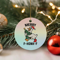 Merry F Caw F Goose Ceramic Ornament Funny Xmas Gift - Wonder Print Shop