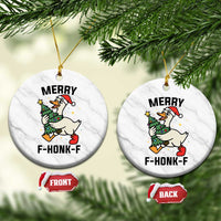 Merry F Caw F Goose Ceramic Ornament Funny Xmas Gift - Wonder Print Shop