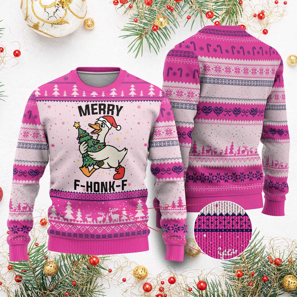 Merry F Caw F Goose Ugly Christmas Sweater Funny Xmas Gift - Wonder Print Shop