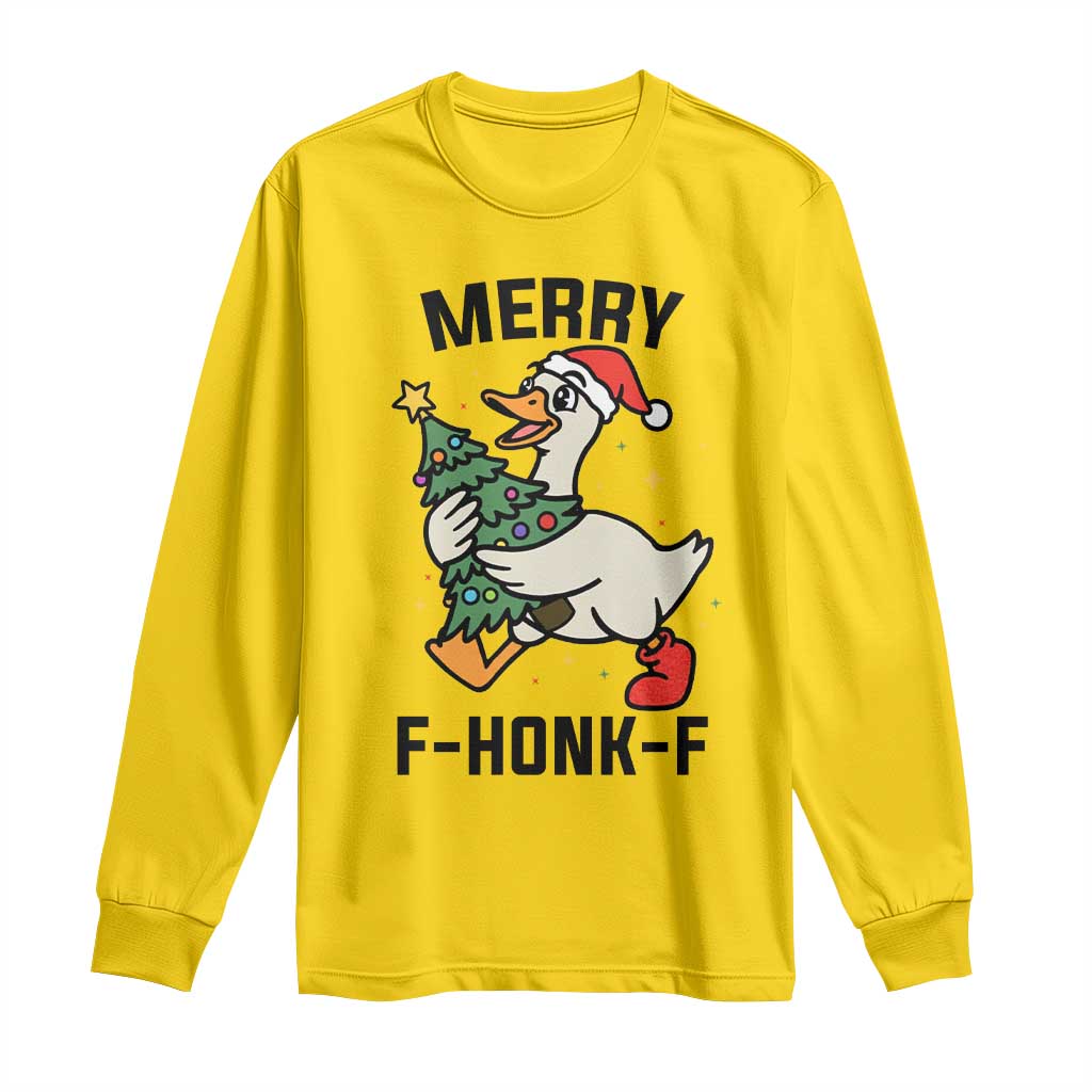 Merry F Caw F Goose Long Sleeve Shirt Funny Christmas Gift - Wonder Print Shop
