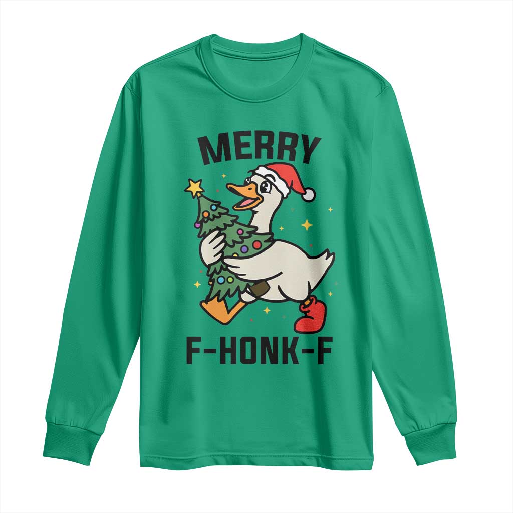 Merry F Caw F Goose Long Sleeve Shirt Funny Christmas Gift - Wonder Print Shop