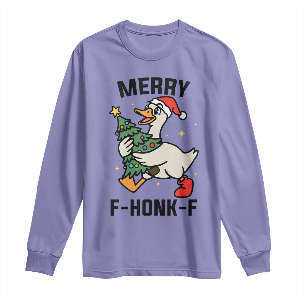 Merry F Caw F Goose Long Sleeve Shirt Funny Christmas Gift - Wonder Print Shop