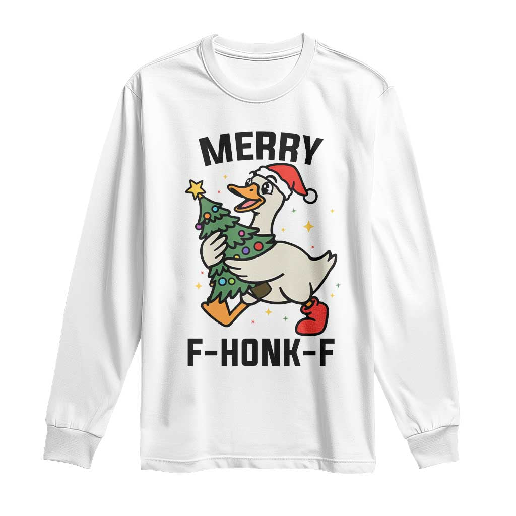 Merry F Caw F Goose Long Sleeve Shirt Funny Christmas Gift - Wonder Print Shop