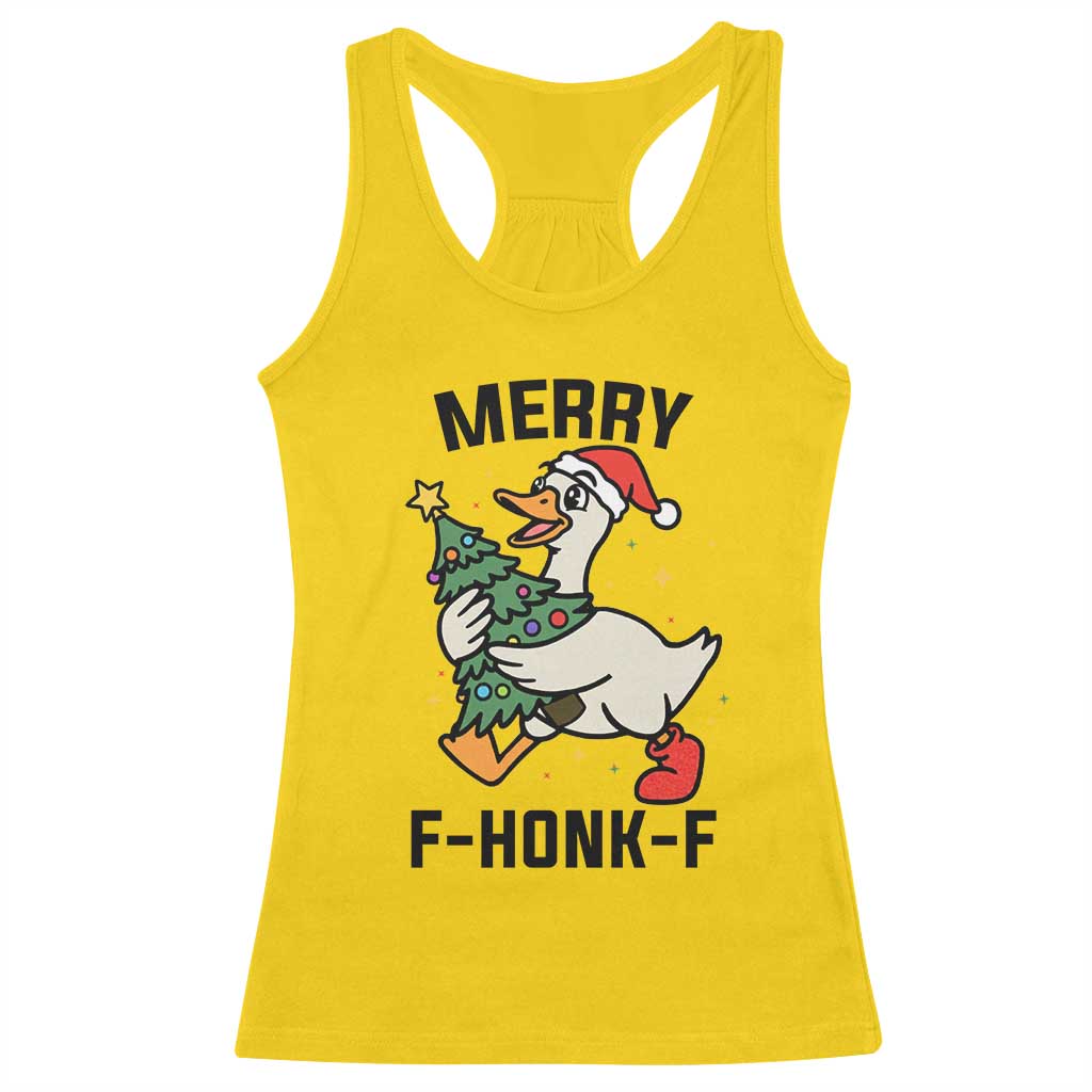 Merry F Caw F Goose Racerback Tank Top Funny Christmas Gift - Wonder Print Shop