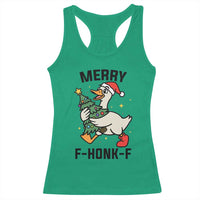 Merry F Caw F Goose Racerback Tank Top Funny Christmas Gift - Wonder Print Shop