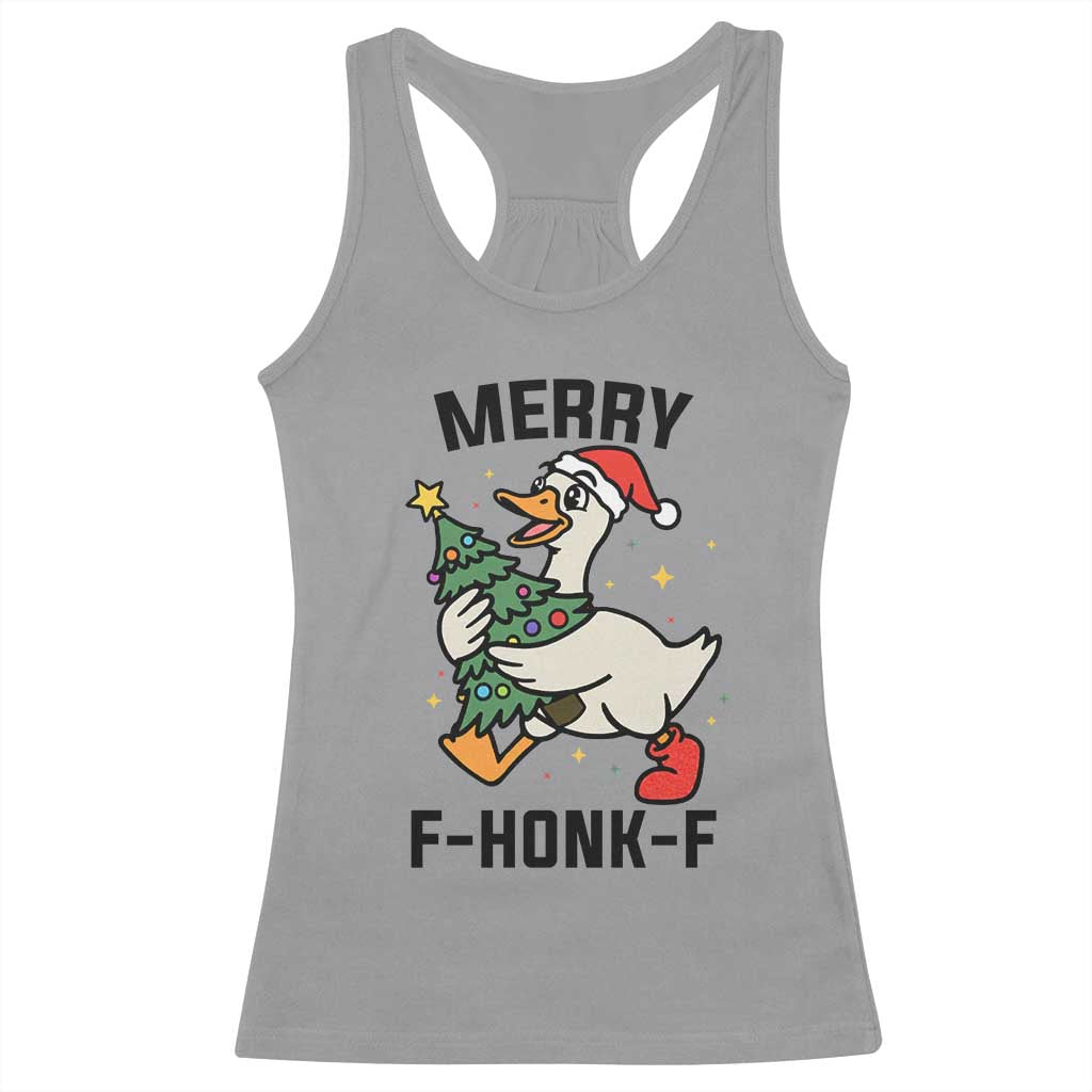 Merry F Caw F Goose Racerback Tank Top Funny Christmas Gift - Wonder Print Shop