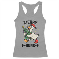 Merry F Caw F Goose Racerback Tank Top Funny Christmas Gift - Wonder Print Shop