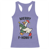 Merry F Caw F Goose Racerback Tank Top Funny Christmas Gift - Wonder Print Shop