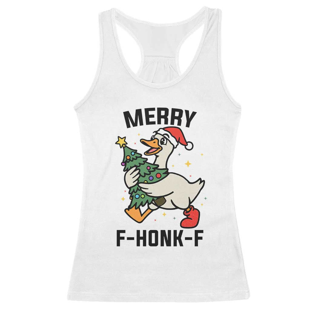 Merry F Caw F Goose Racerback Tank Top Funny Christmas Gift - Wonder Print Shop