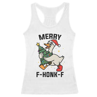 Merry F Caw F Goose Racerback Tank Top Funny Christmas Gift - Wonder Print Shop