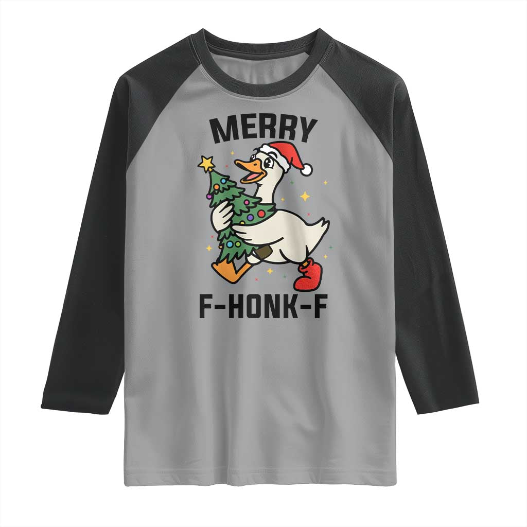 Merry F Caw F Goose Raglan Shirt Funny Christmas Gift - Wonder Print Shop