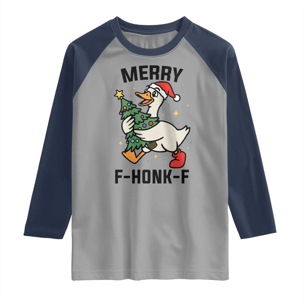 Merry F Caw F Goose Raglan Shirt Funny Christmas Gift - Wonder Print Shop