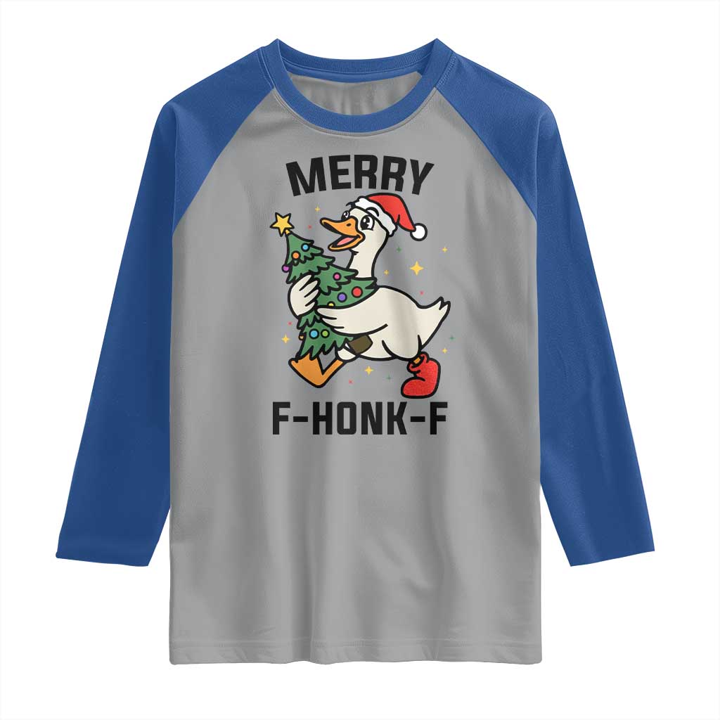 Merry F Caw F Goose Raglan Shirt Funny Christmas Gift - Wonder Print Shop