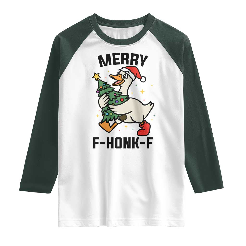 Merry F Caw F Goose Raglan Shirt Funny Christmas Gift - Wonder Print Shop