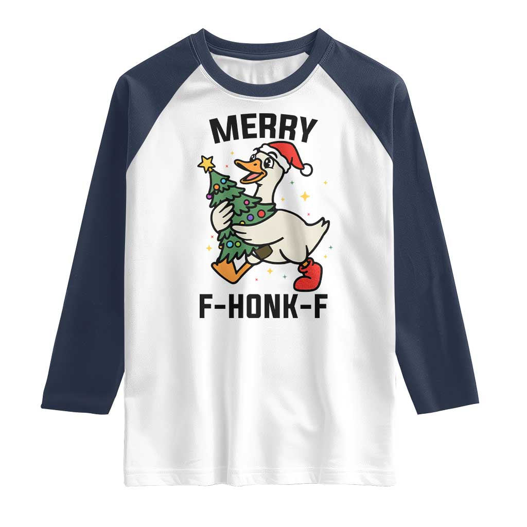 Merry F Caw F Goose Raglan Shirt Funny Christmas Gift - Wonder Print Shop