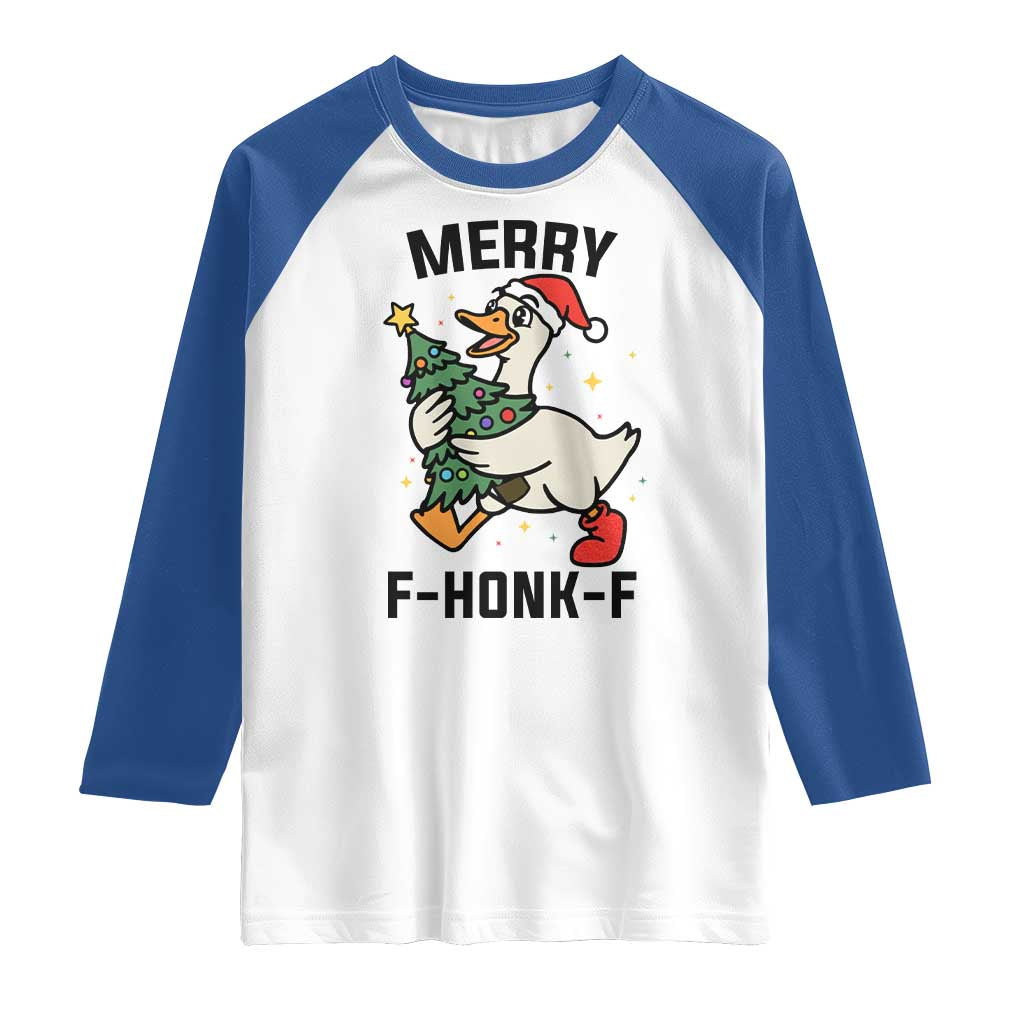 Merry F Caw F Goose Raglan Shirt Funny Christmas Gift - Wonder Print Shop