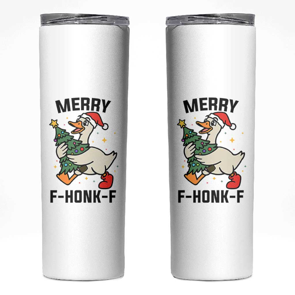 Merry F Caw F Goose Skinny Tumbler Funny Christmas Gift - Wonder Print Shop