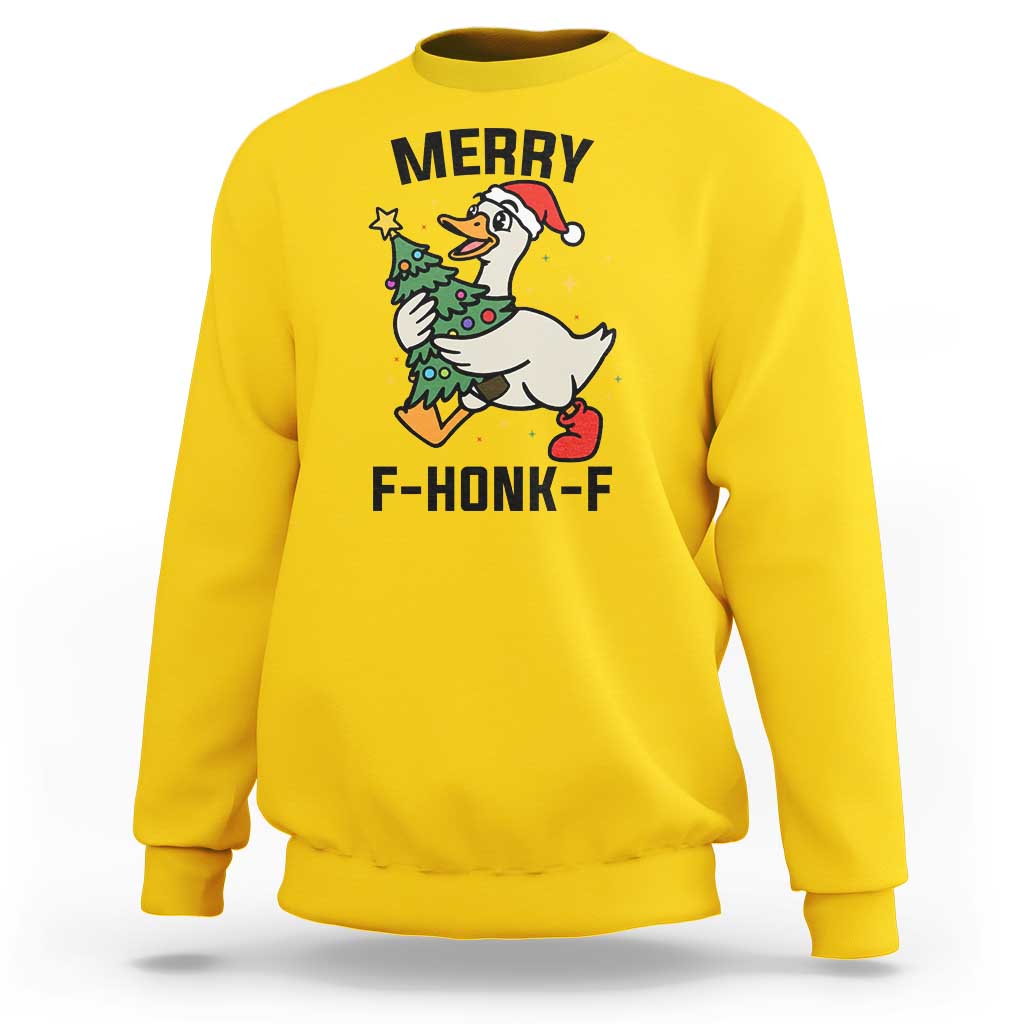 Merry F Caw F Goose Sweatshirt Funny Christmas Gift - Wonder Print Shop
