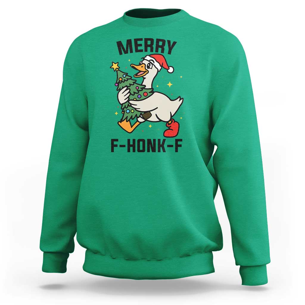 Merry F Caw F Goose Sweatshirt Funny Christmas Gift - Wonder Print Shop