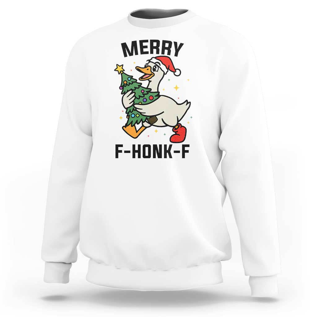 Merry F Caw F Goose Sweatshirt Funny Christmas Gift - Wonder Print Shop