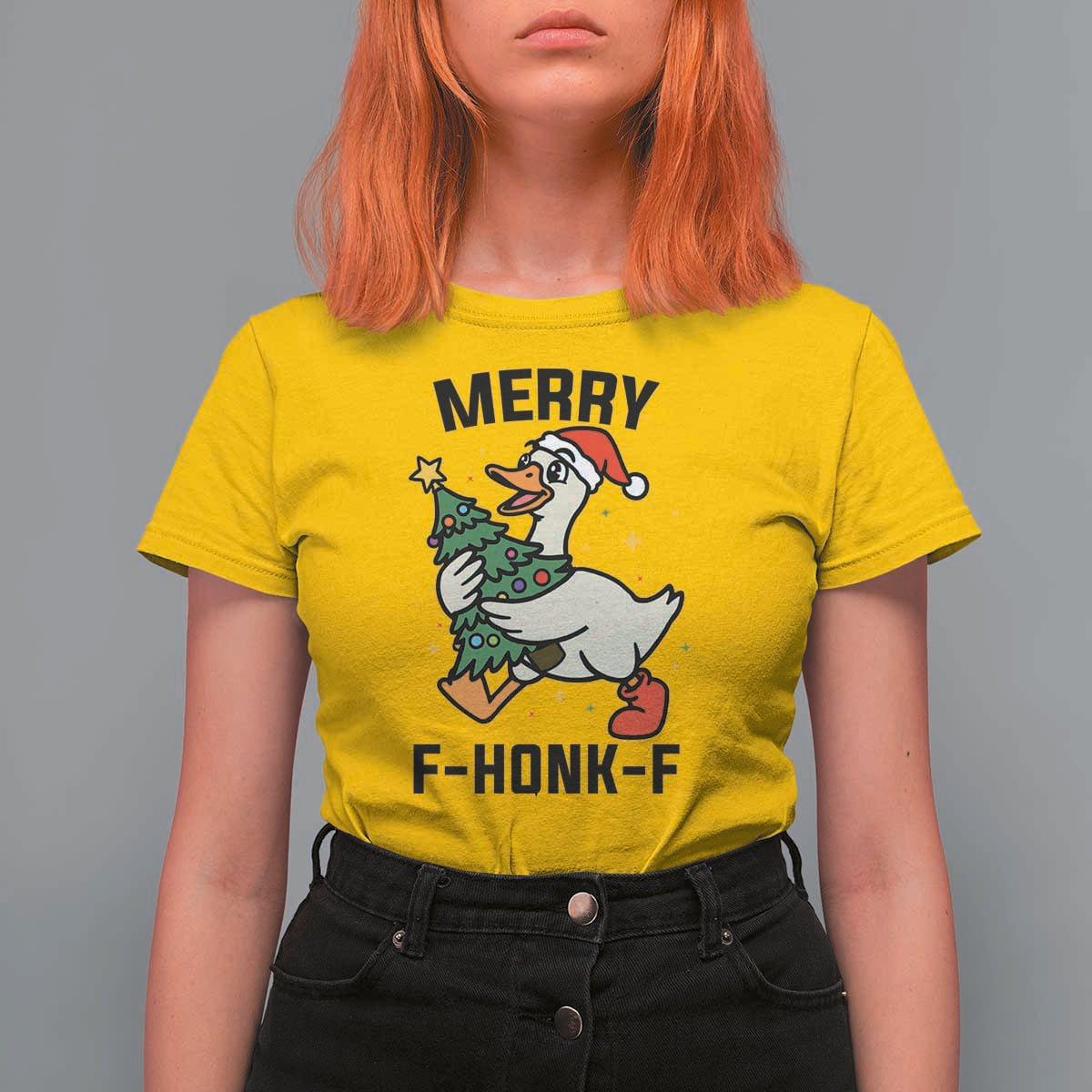 Merry F Caw F Goose T Shirt For Women Funny Christmas Gift - Wonder Print Shop