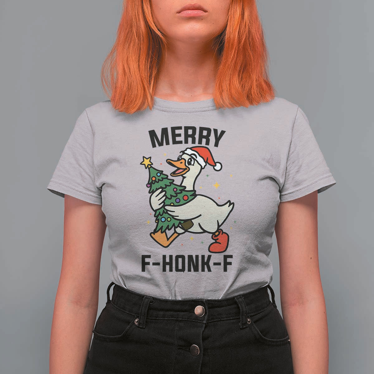 Merry F Caw F Goose T Shirt For Women Funny Christmas Gift - Wonder Print Shop