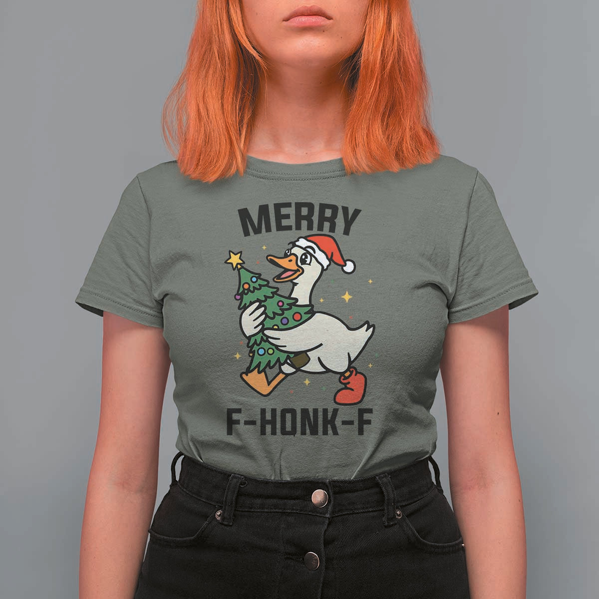 Merry F Caw F Goose T Shirt For Women Funny Christmas Gift - Wonder Print Shop