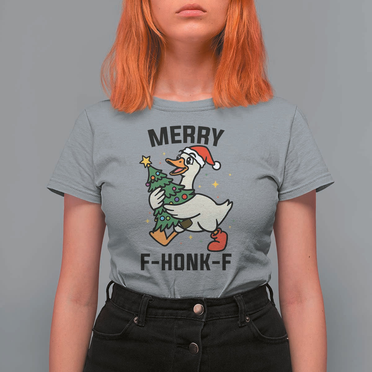 Merry F Caw F Goose T Shirt For Women Funny Christmas Gift - Wonder Print Shop