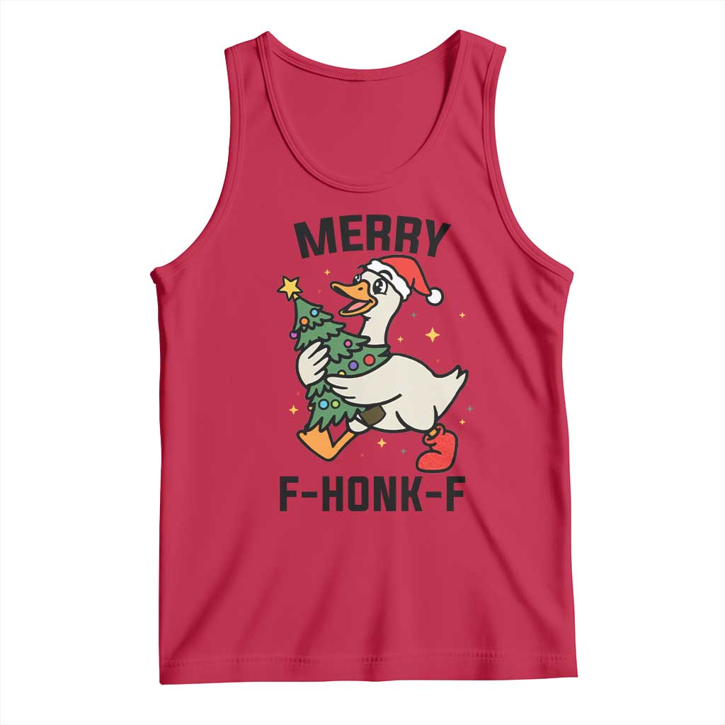 Merry F Caw F Goose Tank Top Funny Christmas Gift - Wonder Print Shop