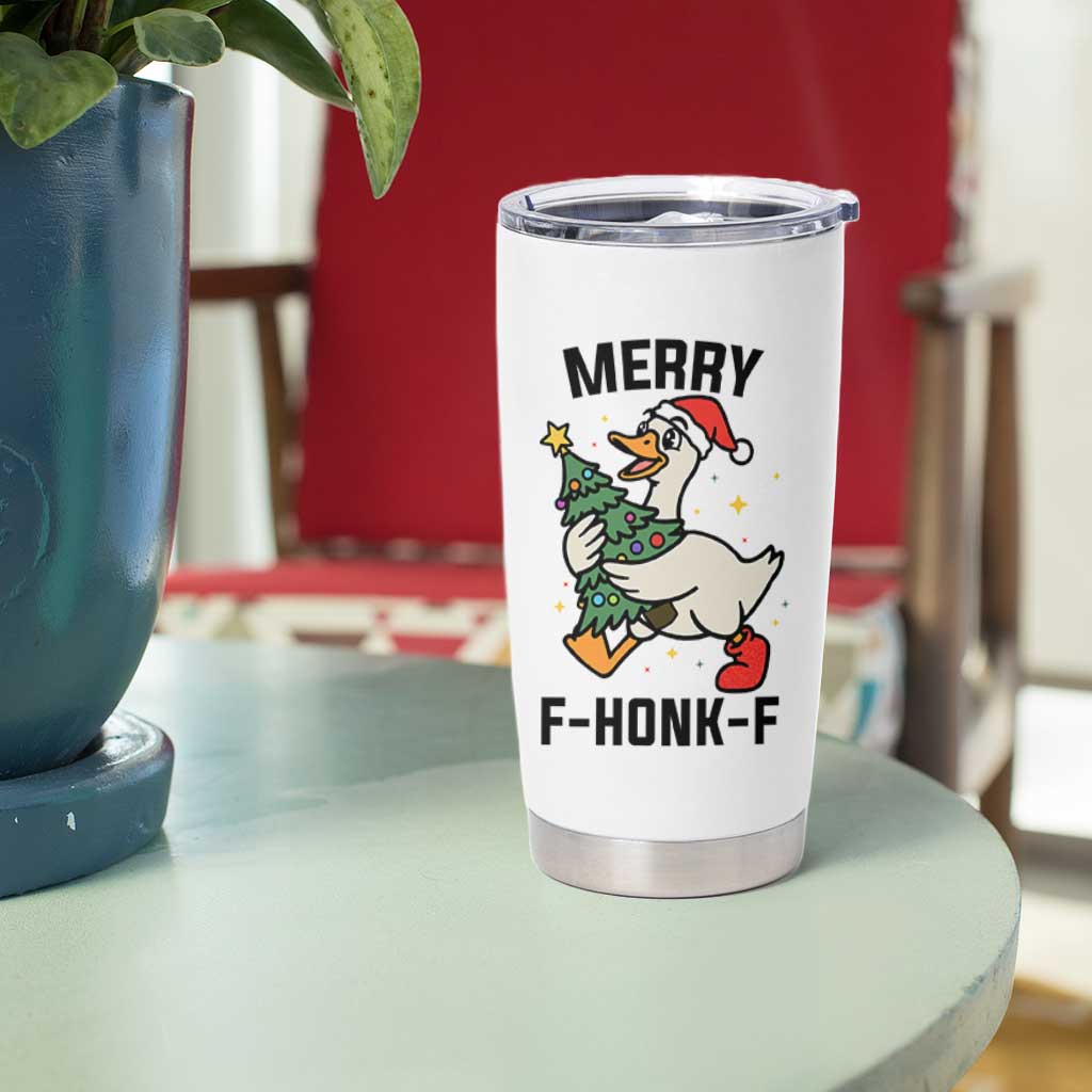 Merry F Caw F Goose Tumbler Cup Funny Christmas Gift - Wonder Print Shop