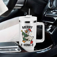 Merry F Caw F Goose Tumbler With Handle Funny Christmas Gift - Wonder Print Shop