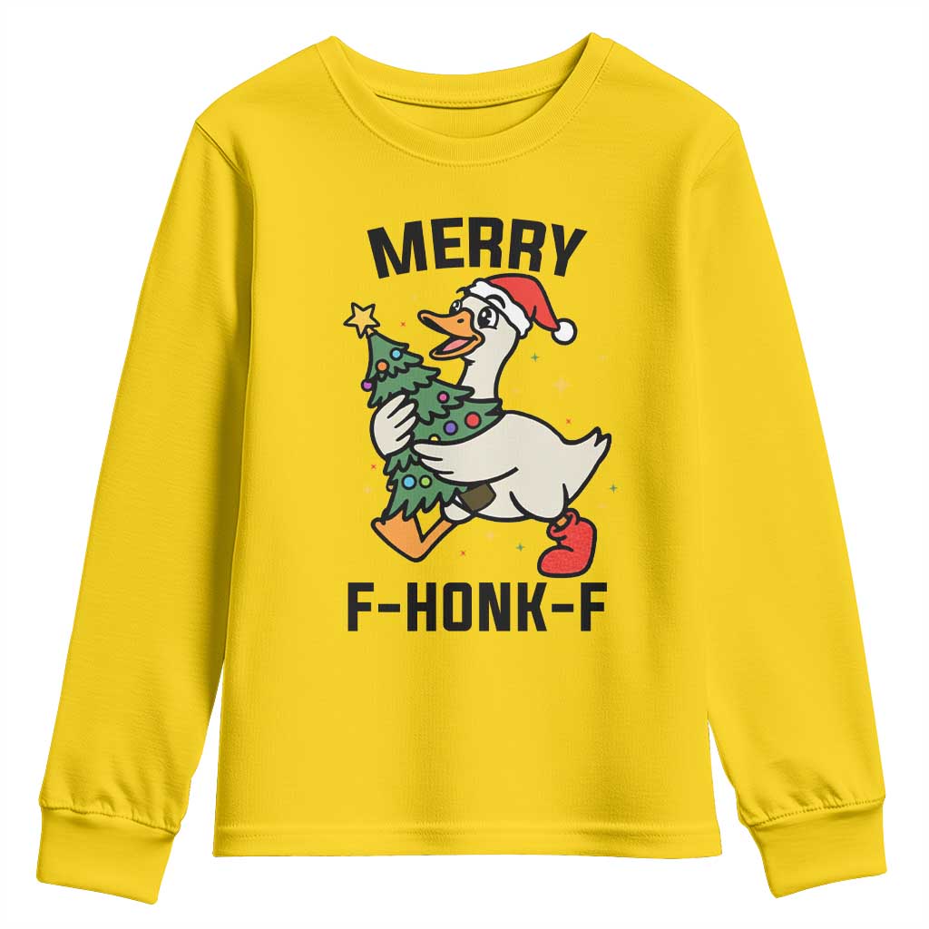 Merry F Caw F Goose Youth Sweatshirt Funny Christmas Gift - Wonder Print Shop