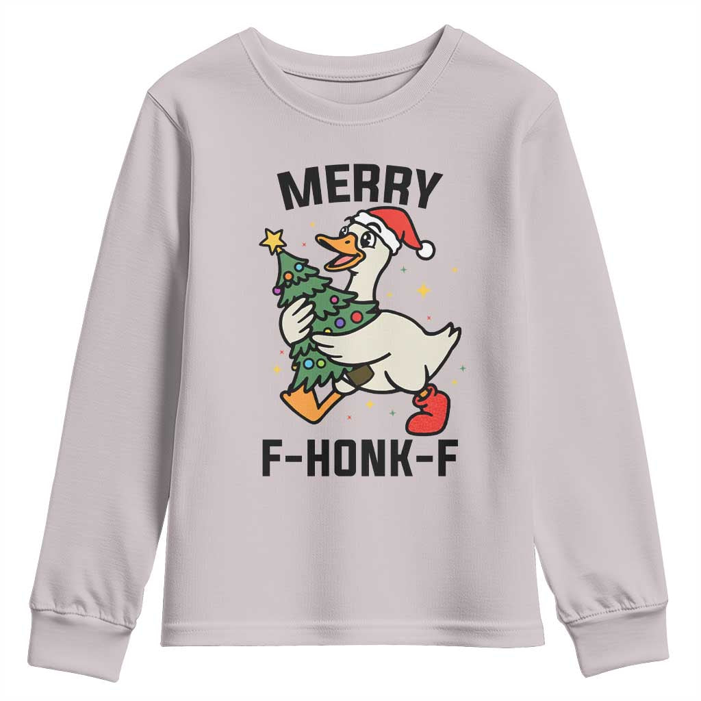 Merry F Caw F Goose Youth Sweatshirt Funny Christmas Gift - Wonder Print Shop