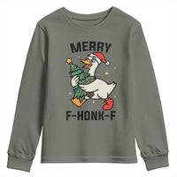Merry F Caw F Goose Youth Sweatshirt Funny Christmas Gift - Wonder Print Shop