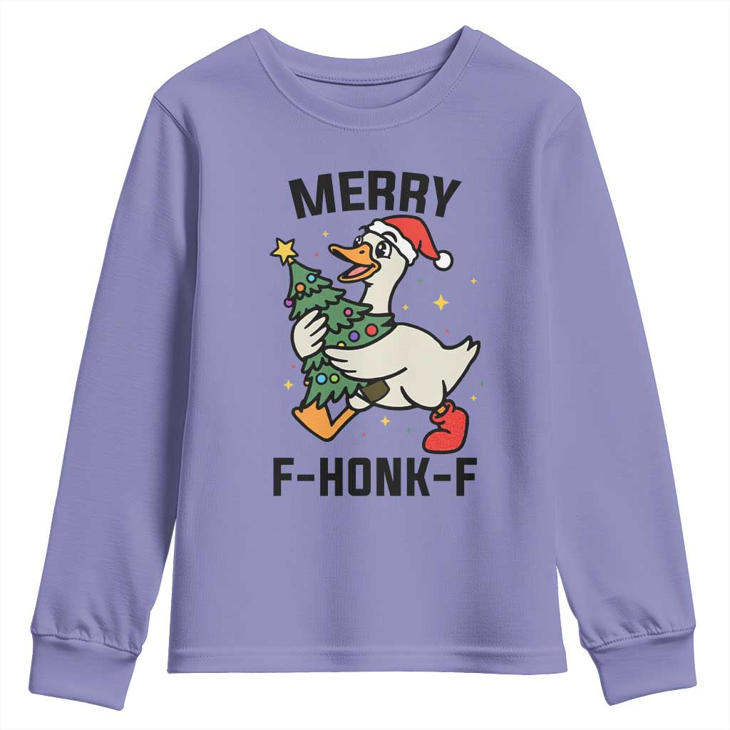 Merry F Caw F Goose Youth Sweatshirt Funny Christmas Gift - Wonder Print Shop