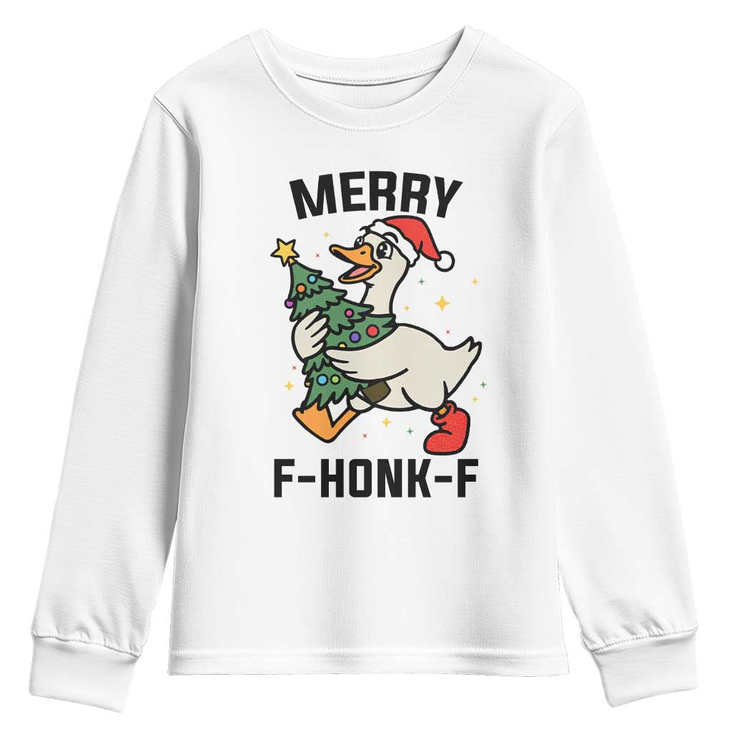Merry F Caw F Goose Youth Sweatshirt Funny Christmas Gift - Wonder Print Shop