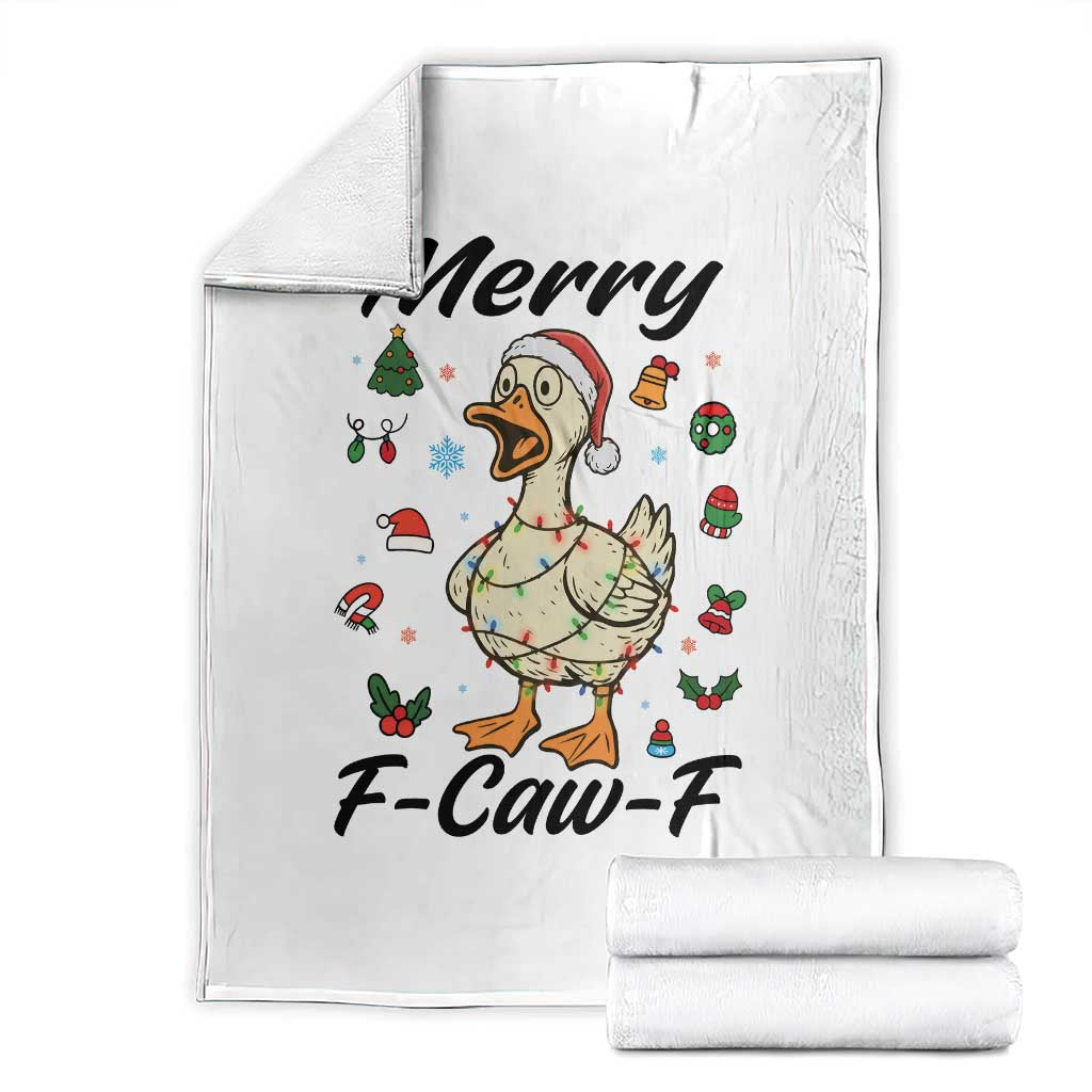 Merry F Caw F Goose Throw Blanket Funny Rebellious Christmas Gift - Wonder Print Shop